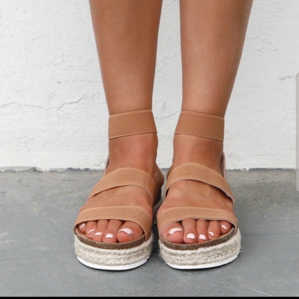 Tan Espadrille Platform Sandals
